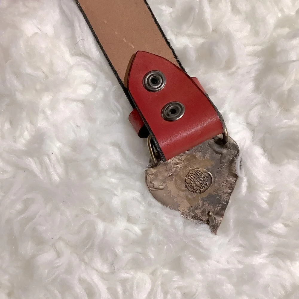 Heart 🌵 Buckle Women’s Red Leather Belt